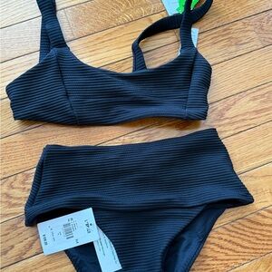 L*Space Black Ribbed Bikini Set